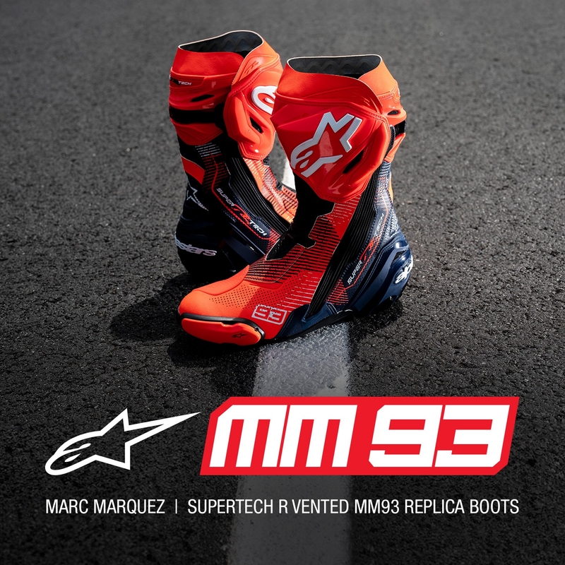 Topánky na motorku Alpinestars Supertech R Vented limitovaná edícia MM93 Marc Marquez fluo červeno-modro-čierne