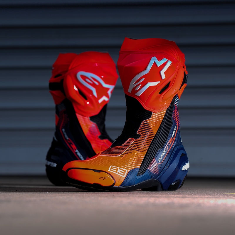 Topánky na motorku Alpinestars Supertech R Vented limitovaná edícia MM93 Marc Marquez fluo červeno-modro-čierne
