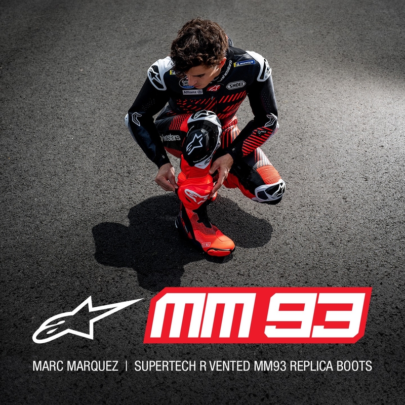 Topánky na motorku Alpinestars Supertech R Vented limitovaná edícia MM93 Marc Marquez fluo červeno-modro-čierne