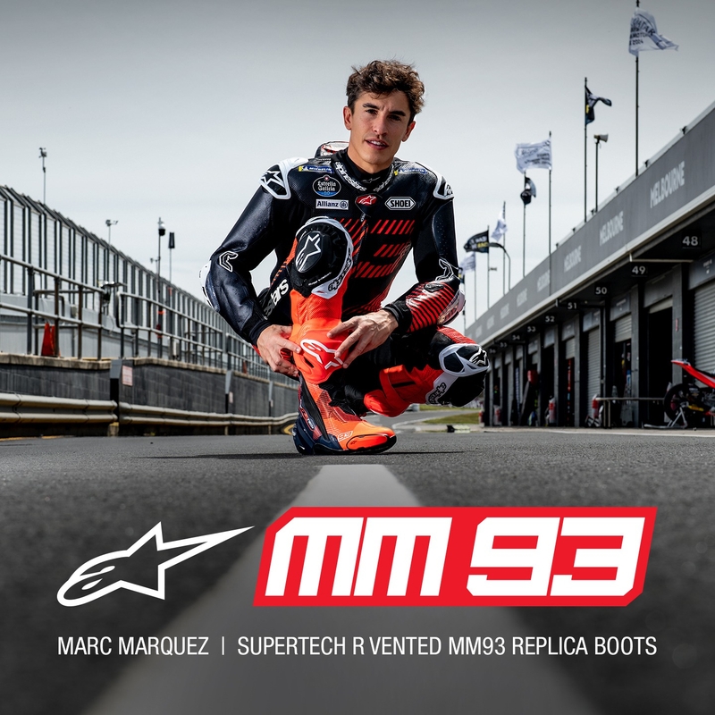 Topánky na motorku Alpinestars Supertech R Vented limitovaná edícia MM93 Marc Marquez fluo červeno-modro-čierne