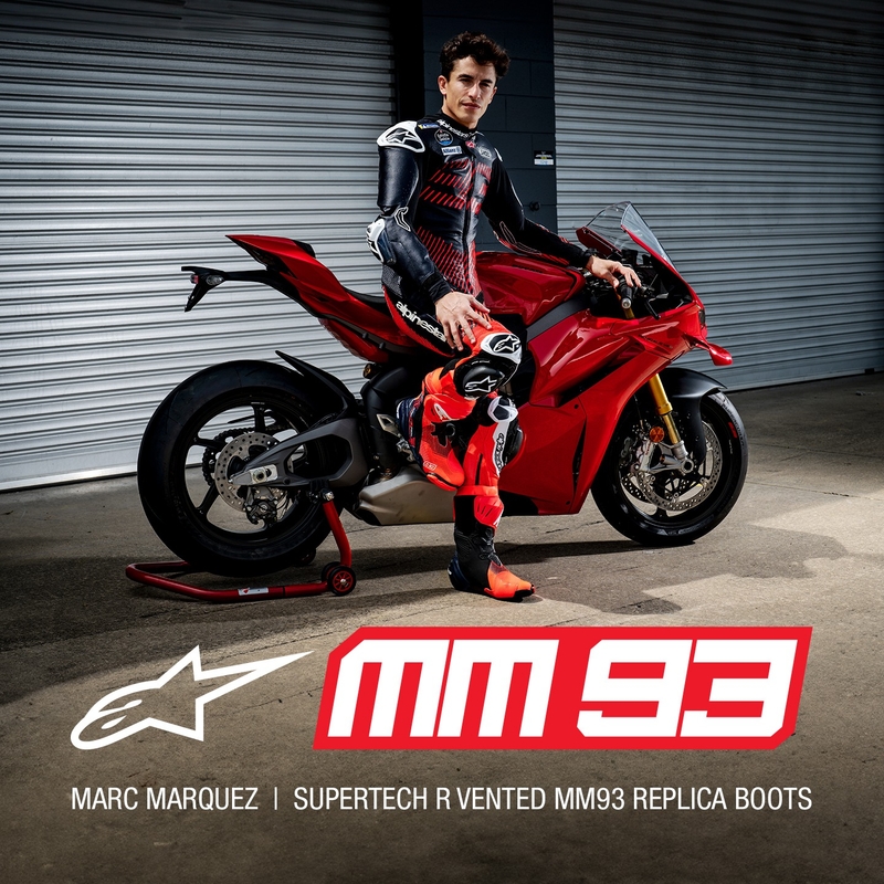 Topánky na motorku Alpinestars Supertech R Vented limitovaná edícia MM93 Marc Marquez fluo červeno-modro-čierne