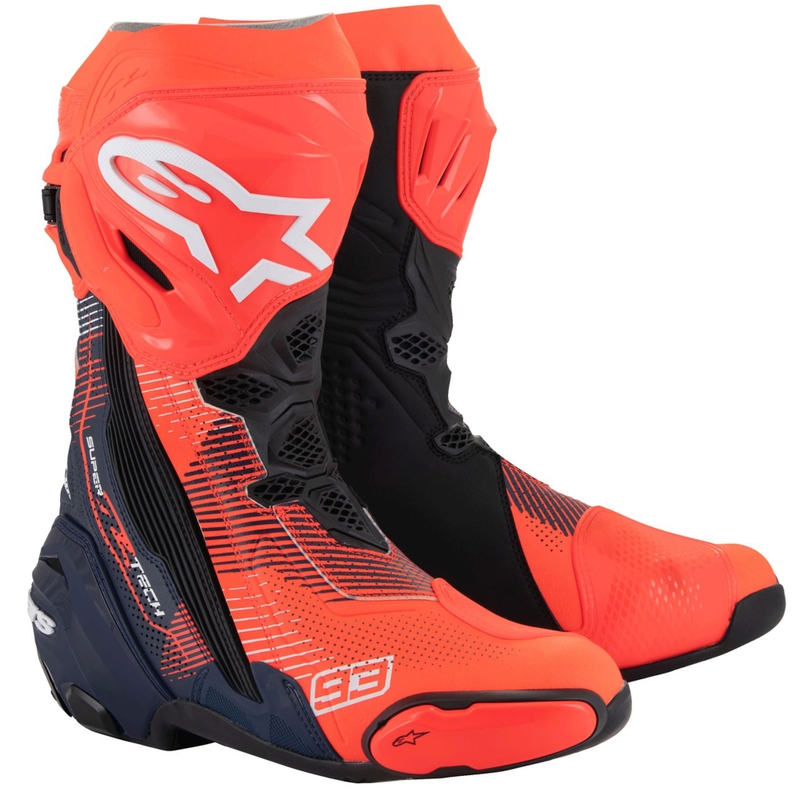 Topánky na motorku Alpinestars Supertech R Vented limitovaná edícia MM93 Marc Marquez fluo červeno-modro-čierne