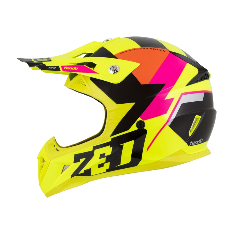 Motokrosová prilba ZED X1.9 Tendo fluo žlto-ružovo-oranžovo-čierna