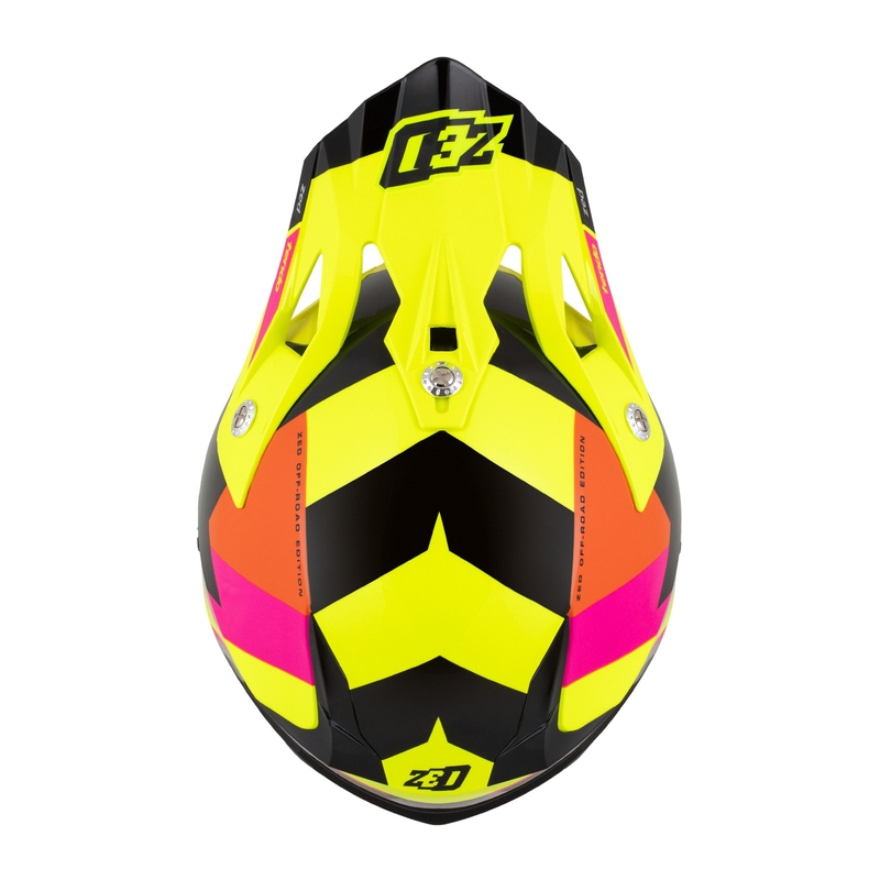Motokrosová prilba ZED X1.9 Tendo fluo žlto-ružovo-oranžovo-čierna