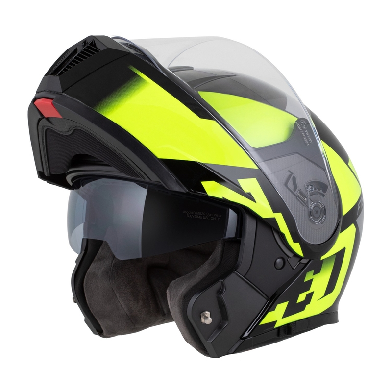 Výklopná helma na motorku ZED F19 čierno-fluo žltá