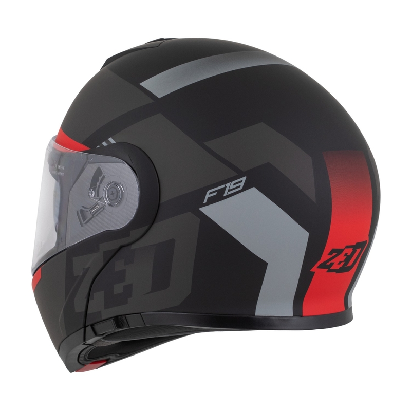 Výklopná helma na motorku ZED F19 matná čierno-fluo červeno-šedá