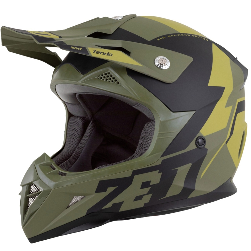 Detská motokrosová helma ZED X1.9 Tendo tmavo zeleno-svetlo zelená