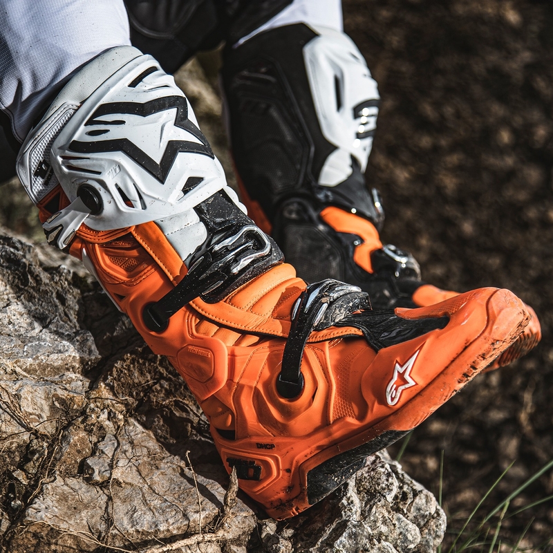 Topánky na motorku Alpinestars Tech 10 Enduro fluo oranžovo-čierno-biele