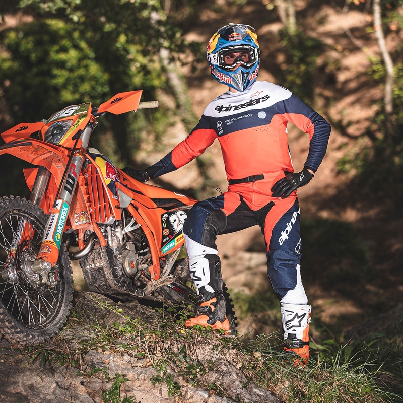 Motokrosové nohavice Alpinestars PRO-Dura modro-oranžovo-biele