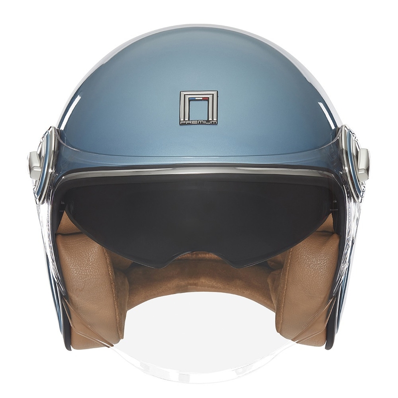 Otvorená prilba na motocykel NOX PREMIUM Heritage tyrkysová