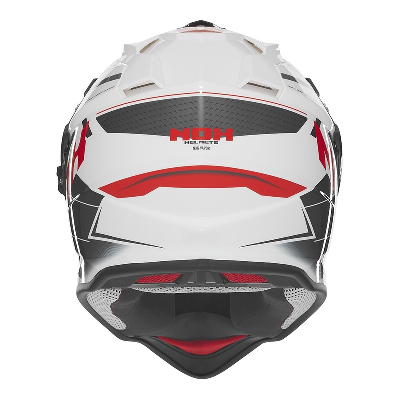 Enduro prilba na motocykel NOX N312 Vapor bielo-čierno-červená