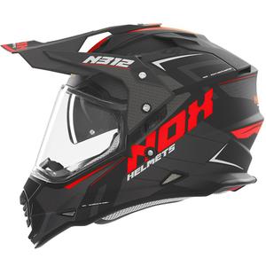 Enduro prilba na motorku NOX N312 Vapor matná čierno-červená