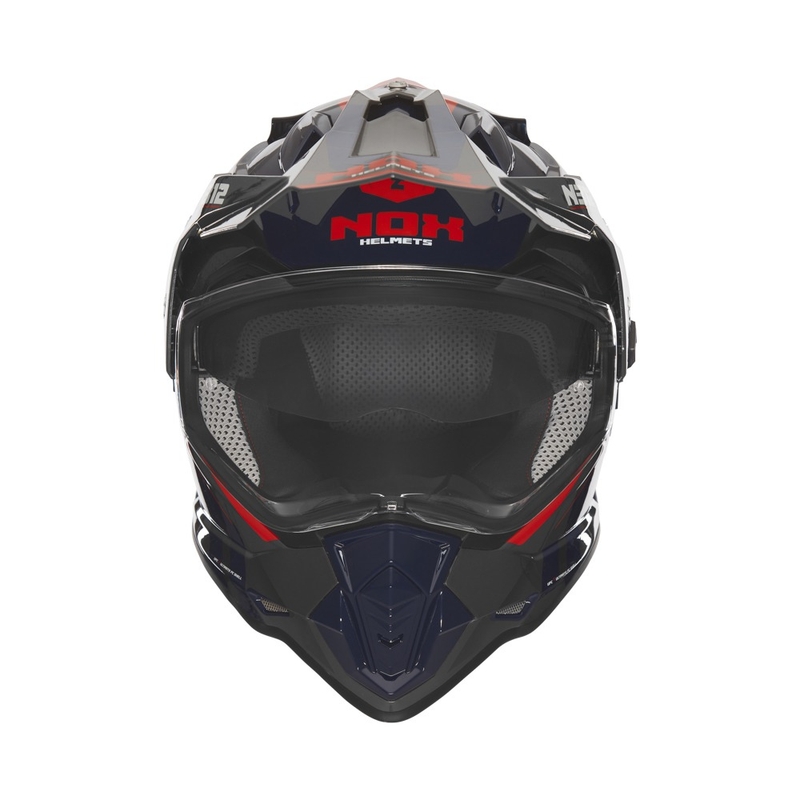 Enduro prilba na motocykel NOX N312 Vapor čierno-modro-červená