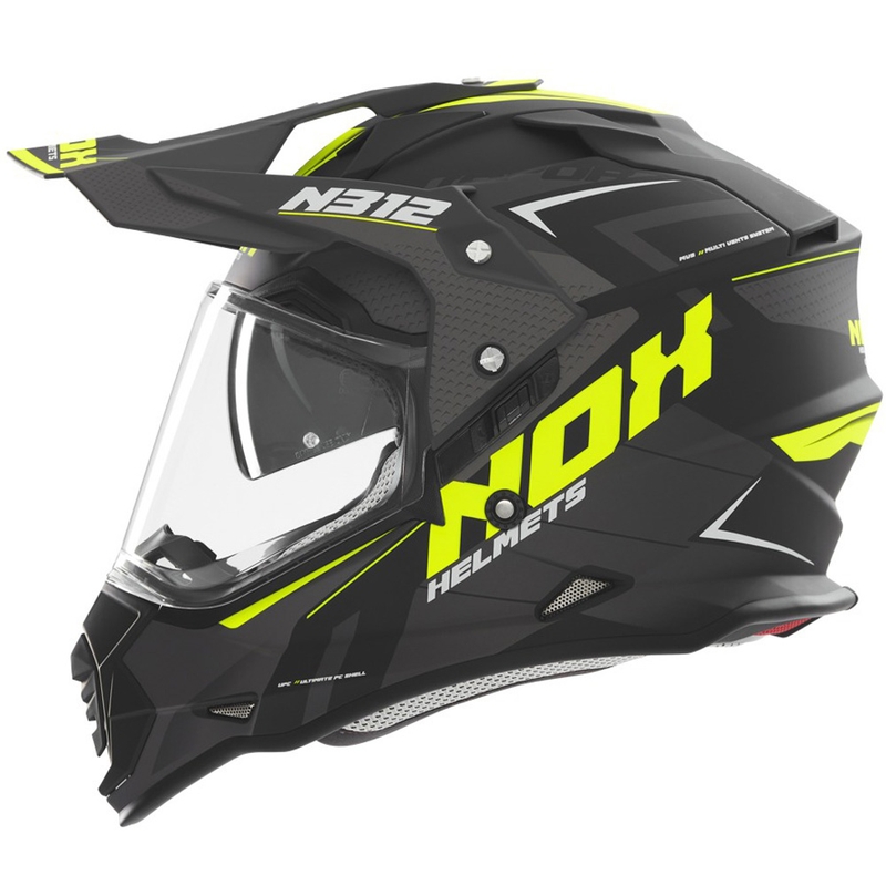 Enduro prilba na motocykel NOX N312 Vapor matná čierno-žltá