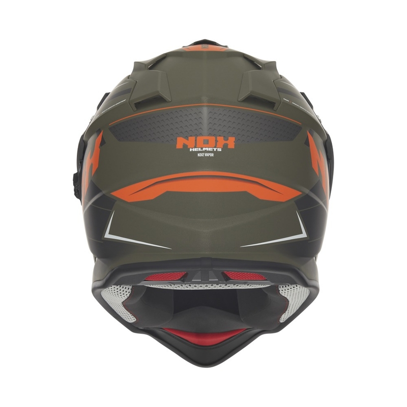 Enduro prilba na motocykel NOX N312 Vapor matná khaki-oranžová
