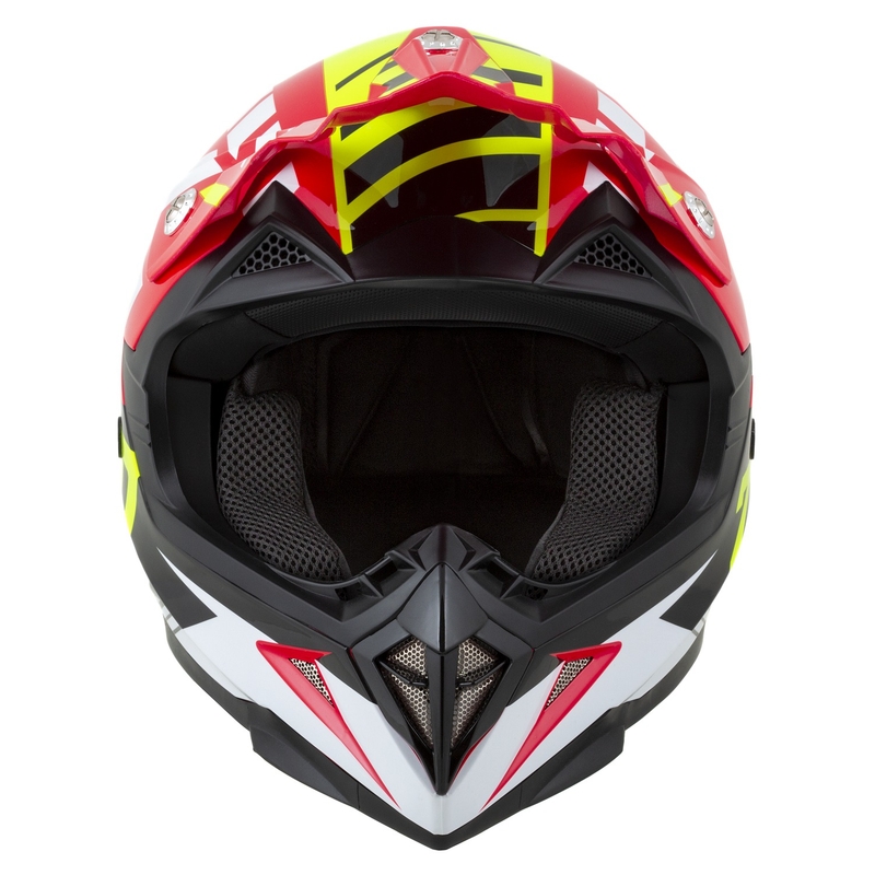 Motokrosová prilba na motorku ZED X1.9 Targa červeno-fluo žlto-čierno-biela