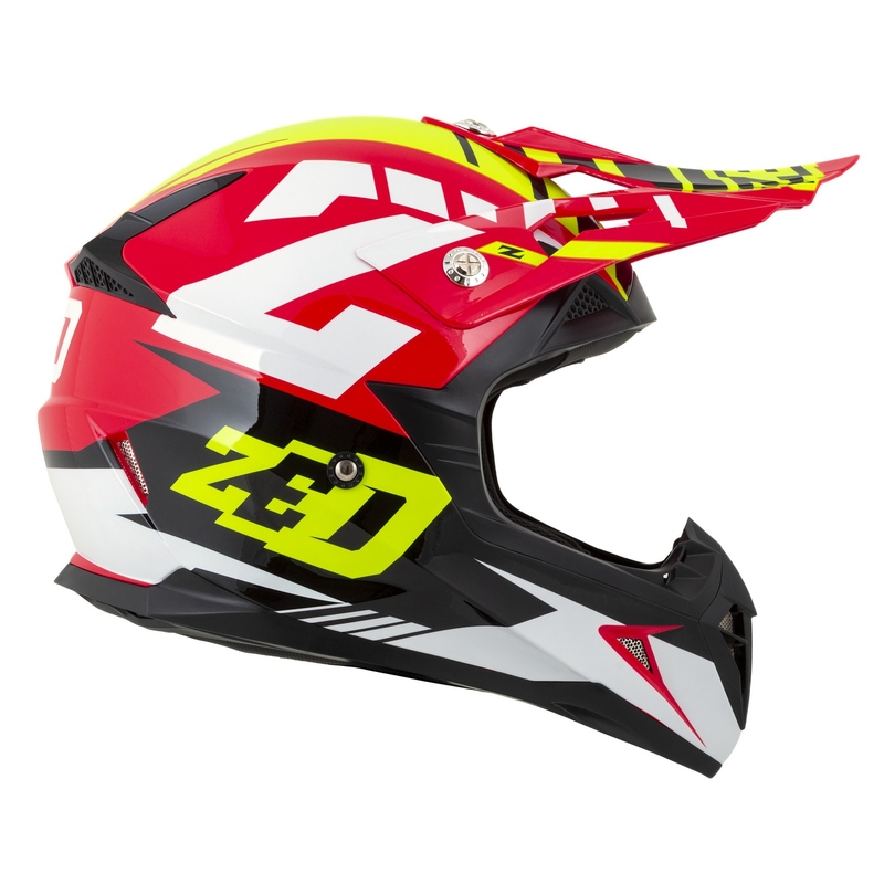 Motokrosová prilba na motorku ZED X1.9 Targa červeno-fluo žlto-čierno-biela