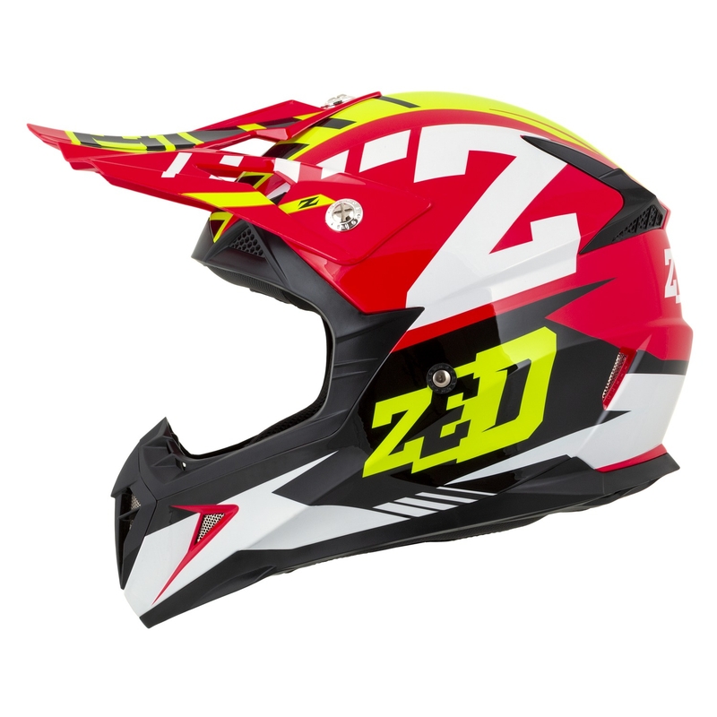 Detská motokrosová helma na motorku ZED X1.9D Targa červeno-fluo žlto-čierno-biela