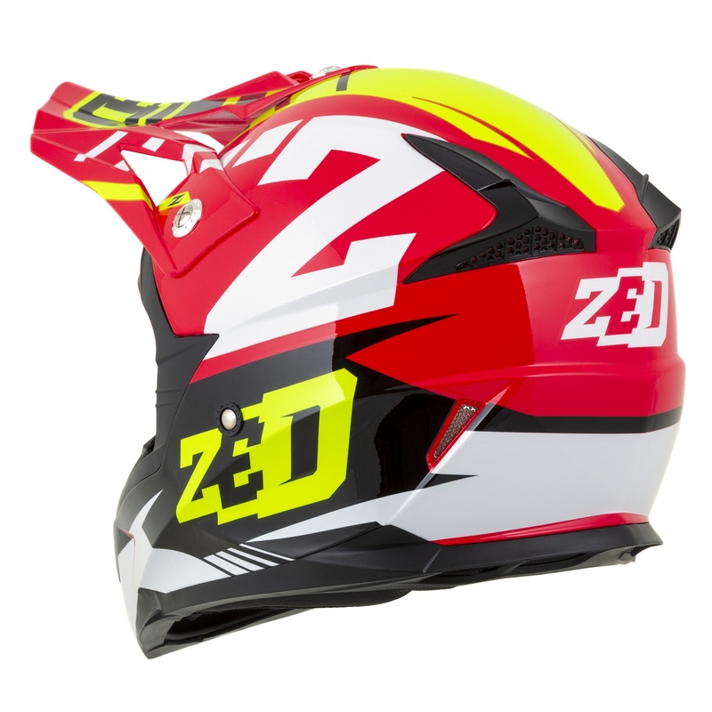 Detská motokrosová helma na motorku ZED X1.9D Targa červeno-fluo žlto-čierno-biela