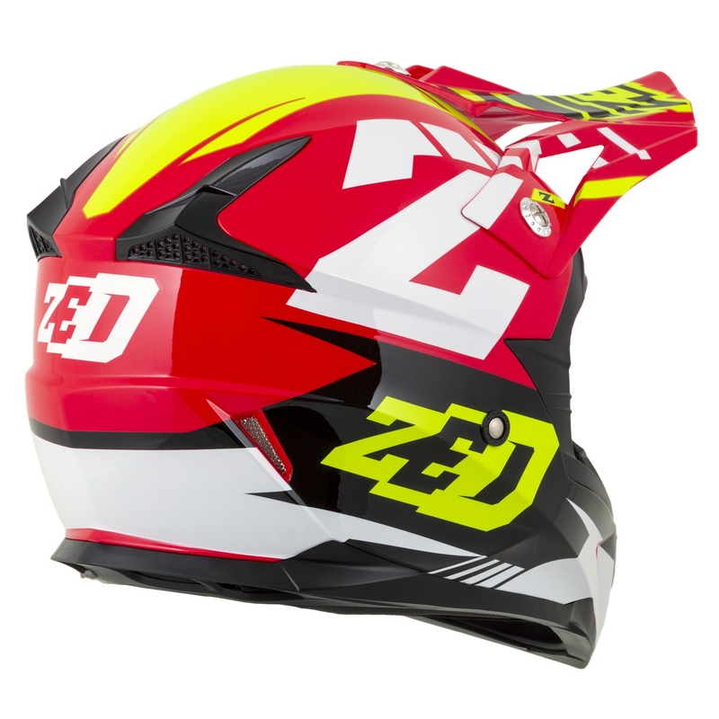 Detská motokrosová helma na motorku ZED X1.9D Targa červeno-fluo žlto-čierno-biela