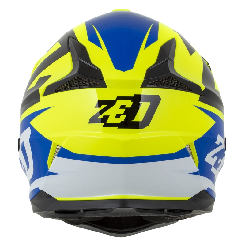 Detská motokrosová helma na motorku ZED X1.9D Targa fluo žlto-modro-čierno-biela