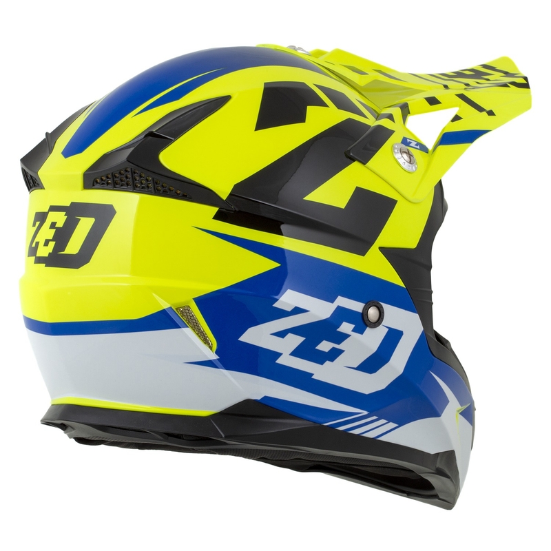 Detská motokrosová helma na motorku ZED X1.9D Targa fluo žlto-modro-čierno-biela