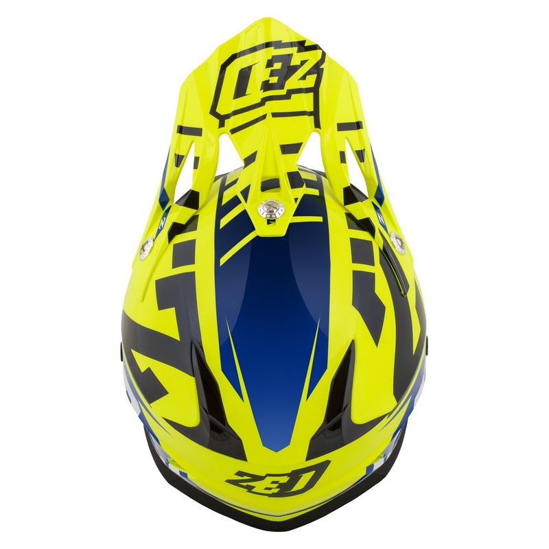 Detská motokrosová helma na motorku ZED X1.9D Targa fluo žlto-modro-čierno-biela