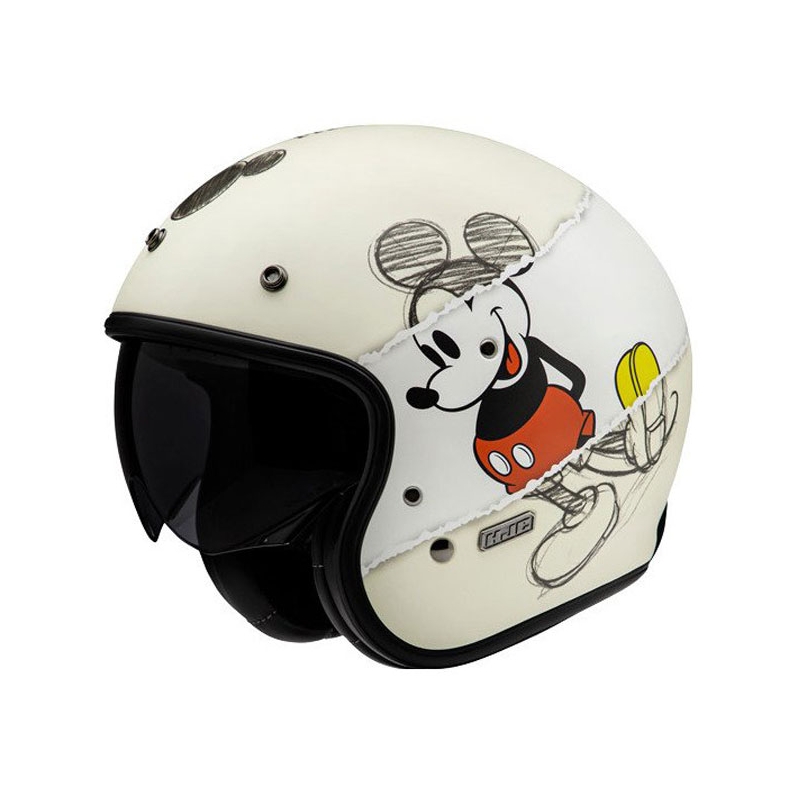 Otvorená prilba na motorku HJC V31 Disney Mickey Sketch MC1SF bielo-čierna