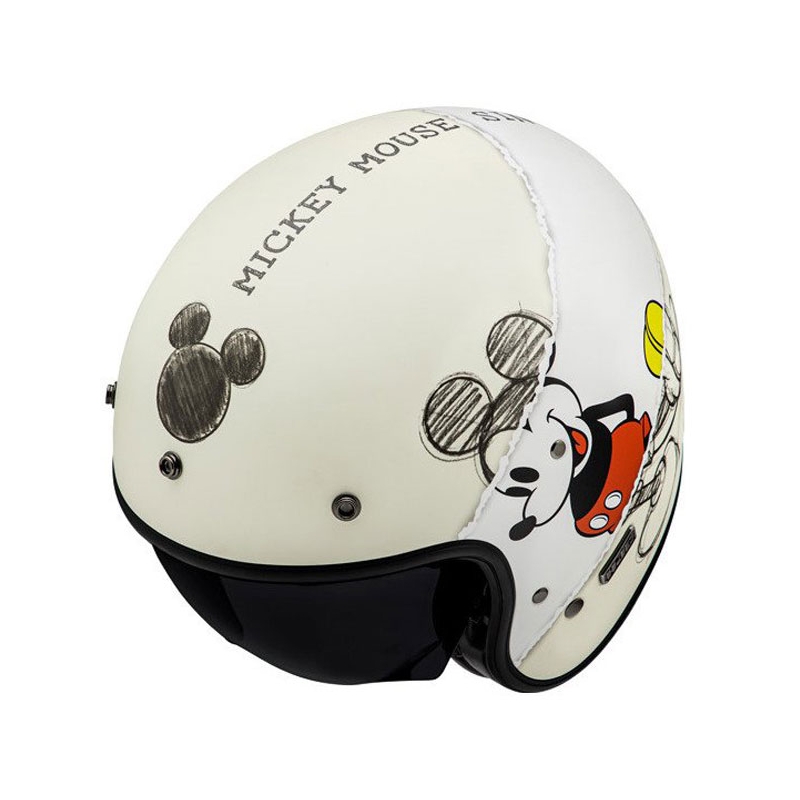 Otvorená prilba na motorku HJC V31 Disney Mickey Sketch MC1SF bielo-čierna