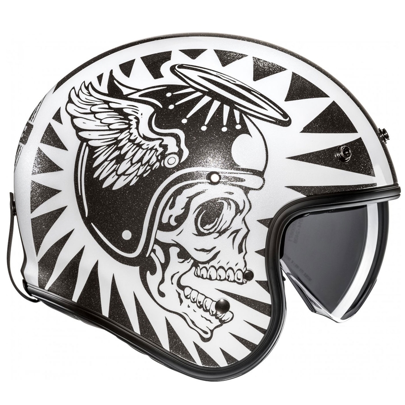 Otvorená helma na motorku HJC V31 Flame MC5 čierno-biela