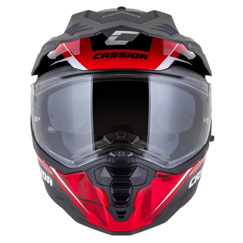 Enduro prilba Cassida Road Runner TechniX červeno-čierno-bielo-sivá