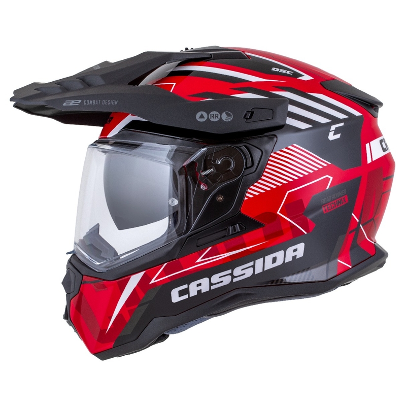 Enduro prilba Cassida Road Runner TechniX červeno-čierno-bielo-sivá