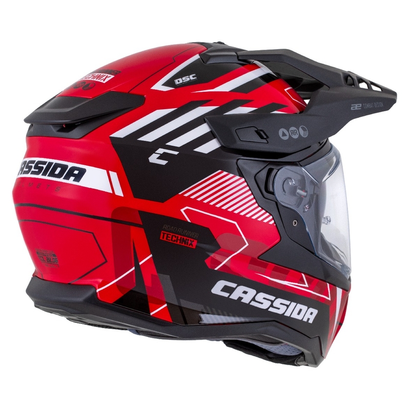 Enduro prilba Cassida Road Runner TechniX červeno-čierno-bielo-sivá