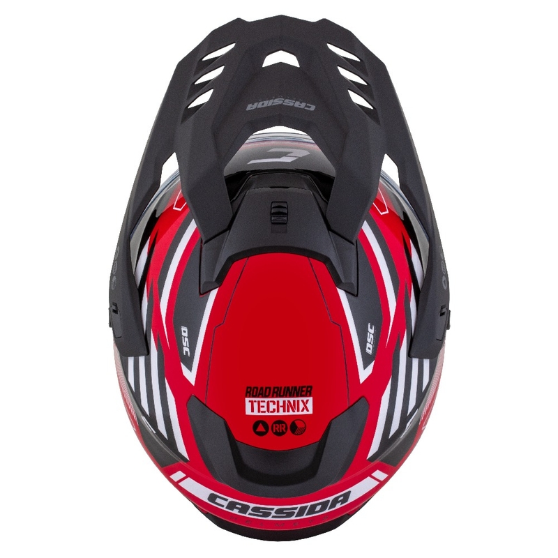 Enduro prilba Cassida Road Runner TechniX červeno-čierno-bielo-sivá