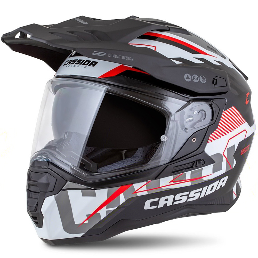 Enduro helma Cassida Road Runner TechniX bielo-čierno-červeno-sivá Veľkosť: XS