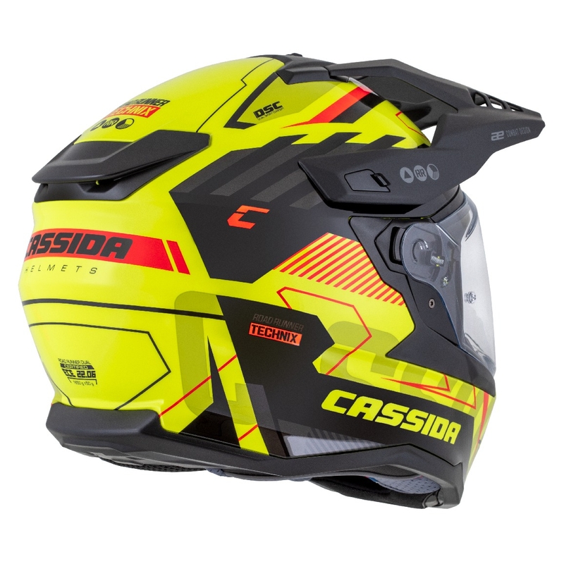 Enduro prilba Cassida Road Runner TechniX fluo žlto-čierno-oranžovo-sivá