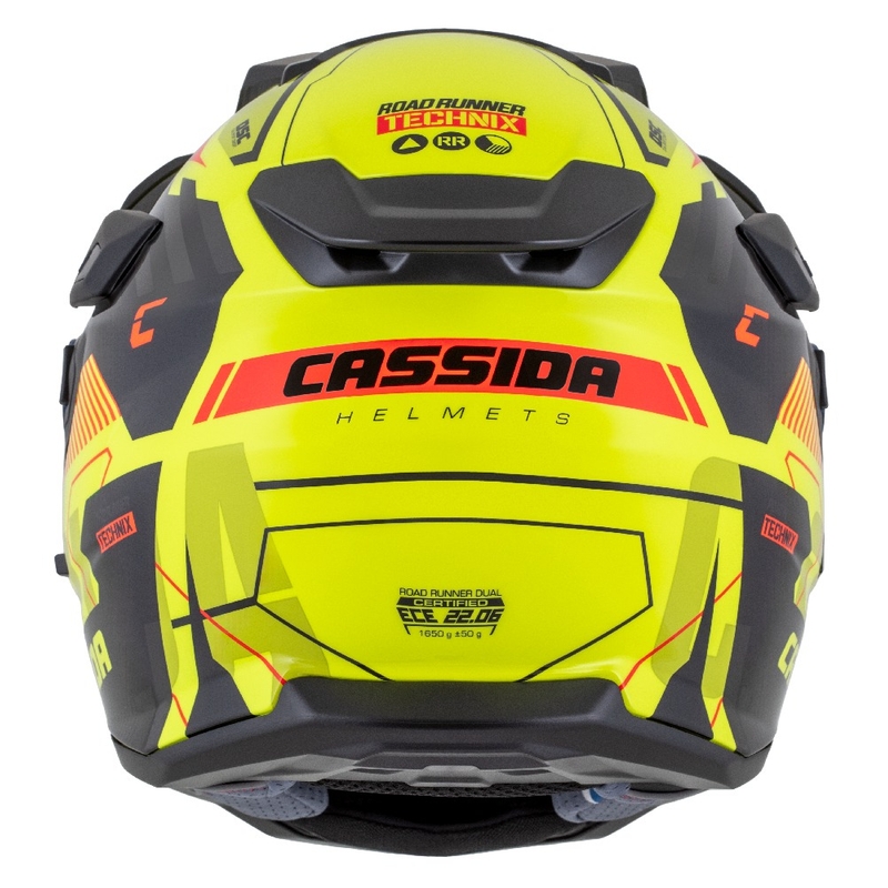 Enduro prilba Cassida Road Runner TechniX fluo žlto-čierno-oranžovo-sivá