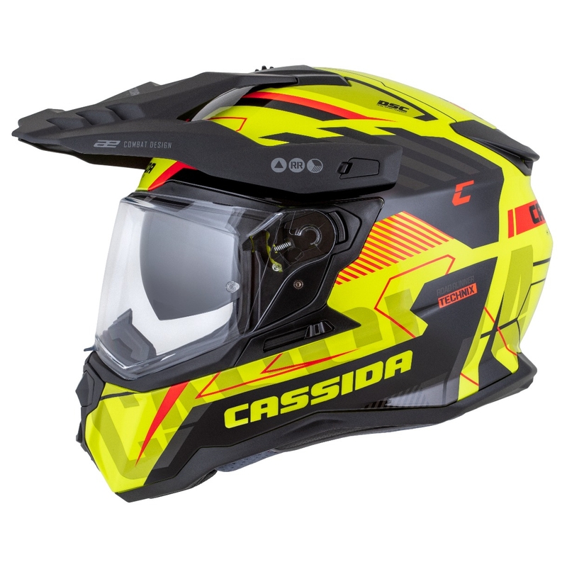 Enduro prilba Cassida Road Runner TechniX fluo žlto-čierno-oranžovo-sivá