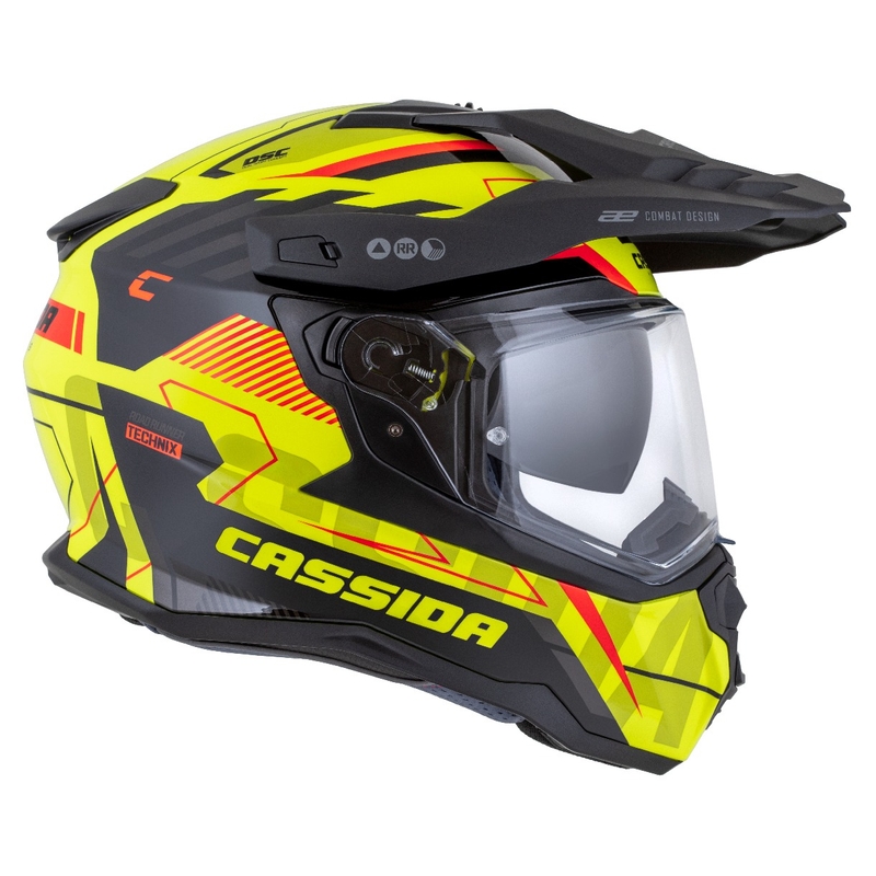 Enduro prilba Cassida Road Runner TechniX fluo žlto-čierno-oranžovo-sivá