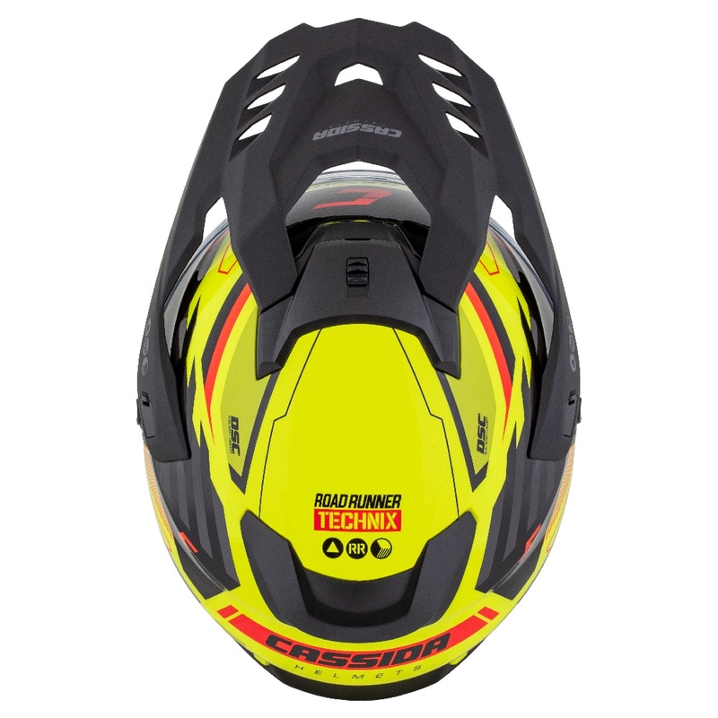 Enduro prilba Cassida Road Runner TechniX fluo žlto-čierno-oranžovo-sivá