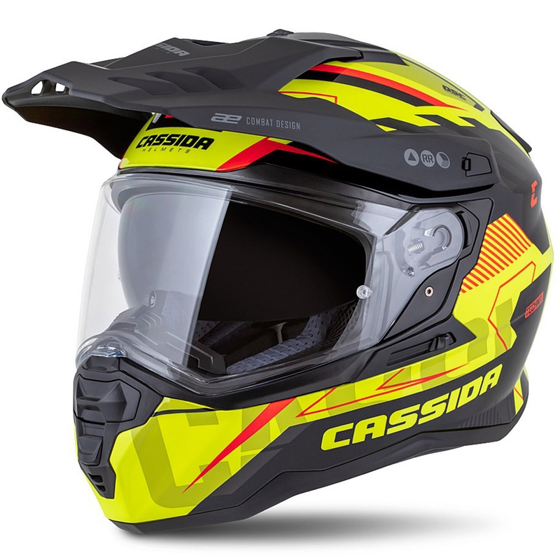 Enduro prilba Cassida Road Runner TechniX fluo žlto-čierno-oranžovo-sivá