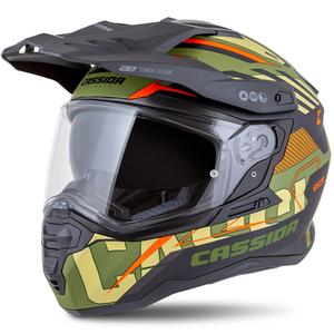Enduro prilba Cassida Road Runner TechniX matná zeleno-čierno-oranžovo-sivá