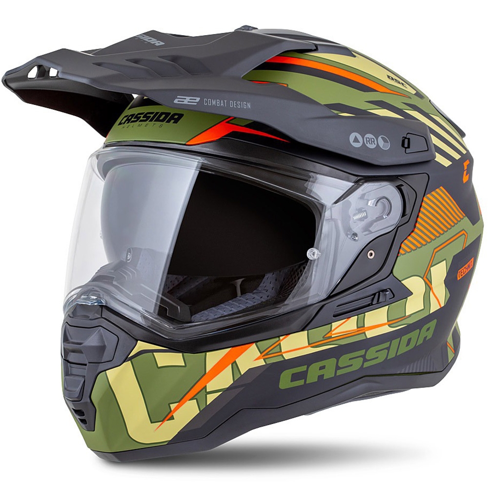 Enduro prilba Cassida Road Runner TechniX matná zeleno-čierno-oranžovo-sivá Veľkosť: XS