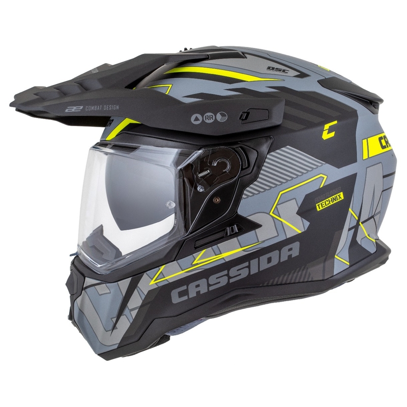 Enduro prilba Cassida Road Runner TechniX matná šedo-čierno-fluorescenčno žltá