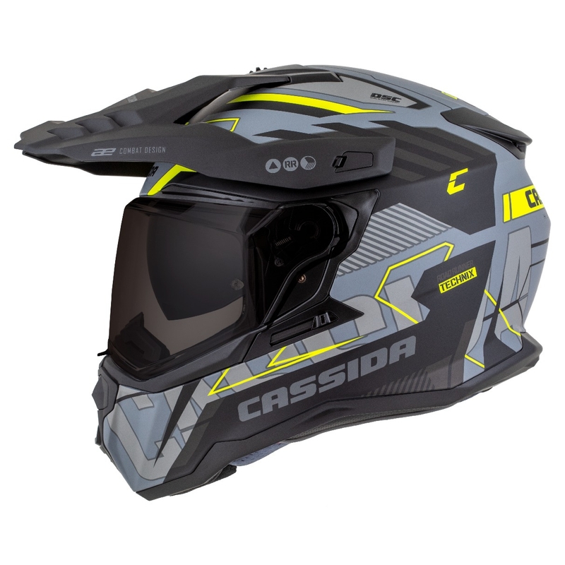 Enduro prilba Cassida Road Runner TechniX matná šedo-čierno-fluorescenčno žltá