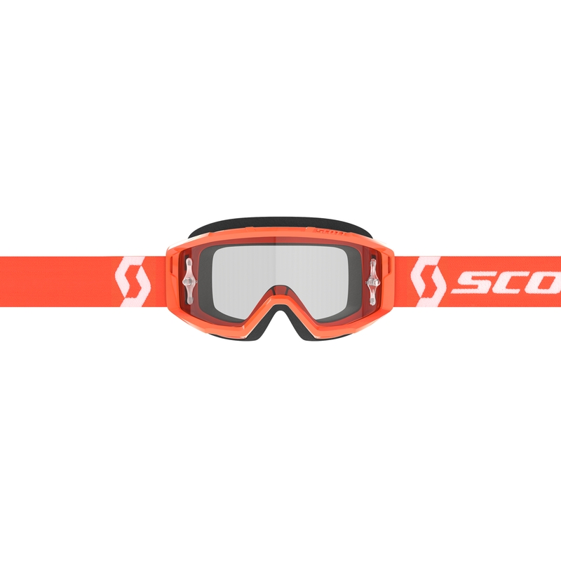 Motokrosové okuliare SCOTT Primal Clear oranžovo-biele s čírym plexi