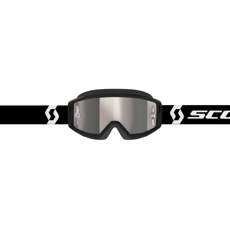 Motokrosové okuliare SCOTT Primal CH čierno-biele s chróm strieborným plexi