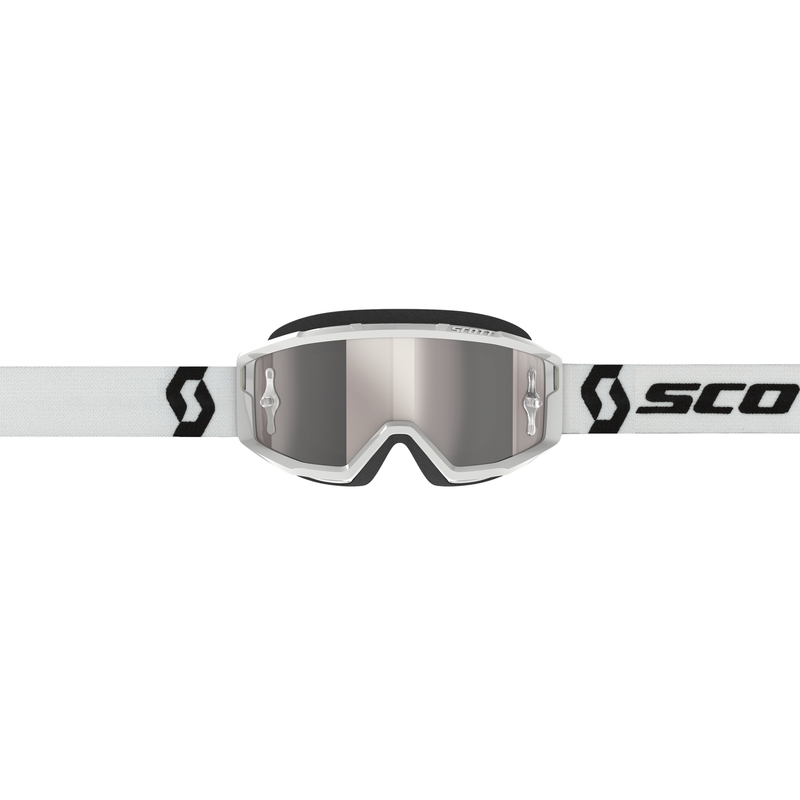 Motokrosové okuliare SCOTT Primal CH biele s chróm strieborným plexi