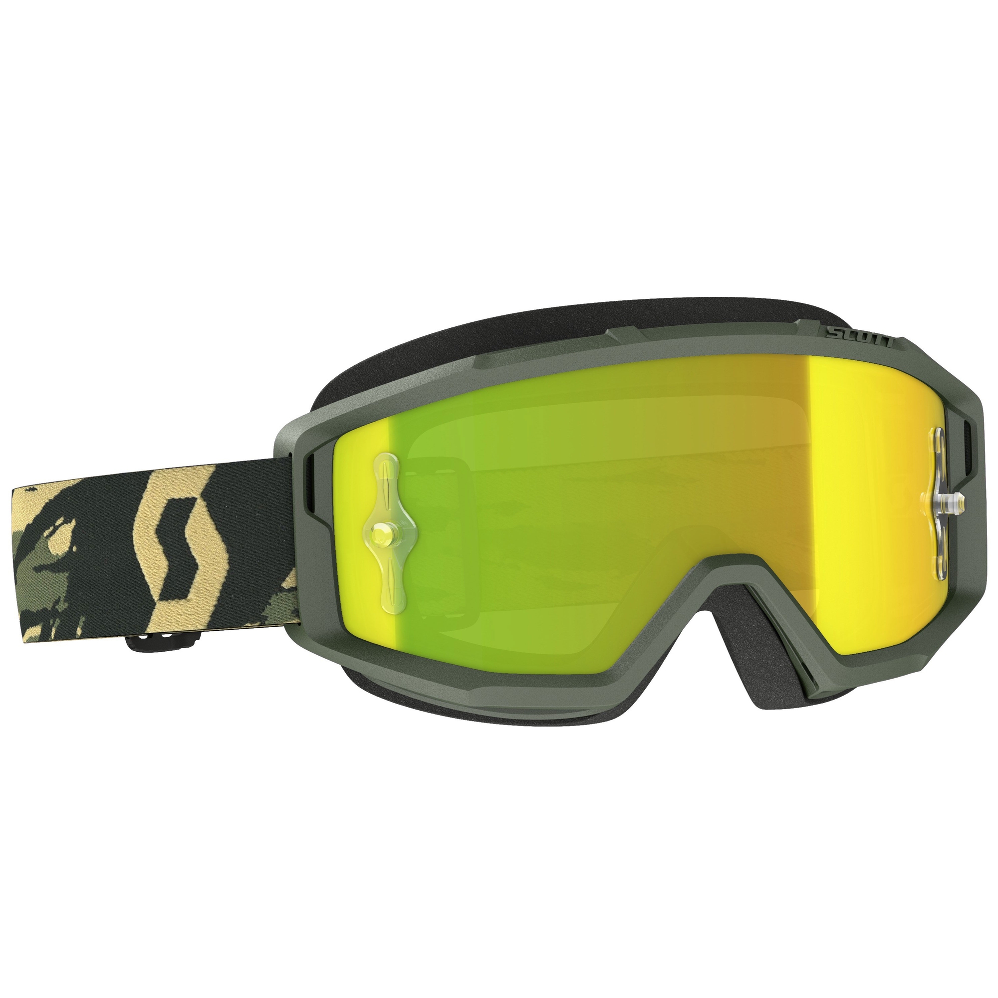 Motokrosové okuliare SCOTT Primal CH camo khaki s chróm žltým plexi