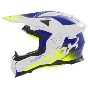Motokrosová helma NOX N634 bílo-modro-fluo žltá